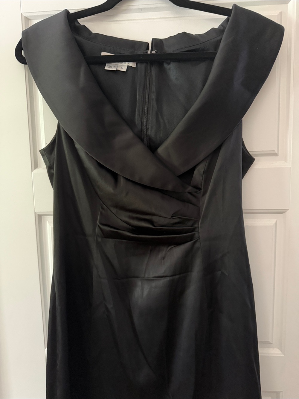 NWOT Kay Unger Portrait Collar Satin Sheath Dress - Picture 2 of 4